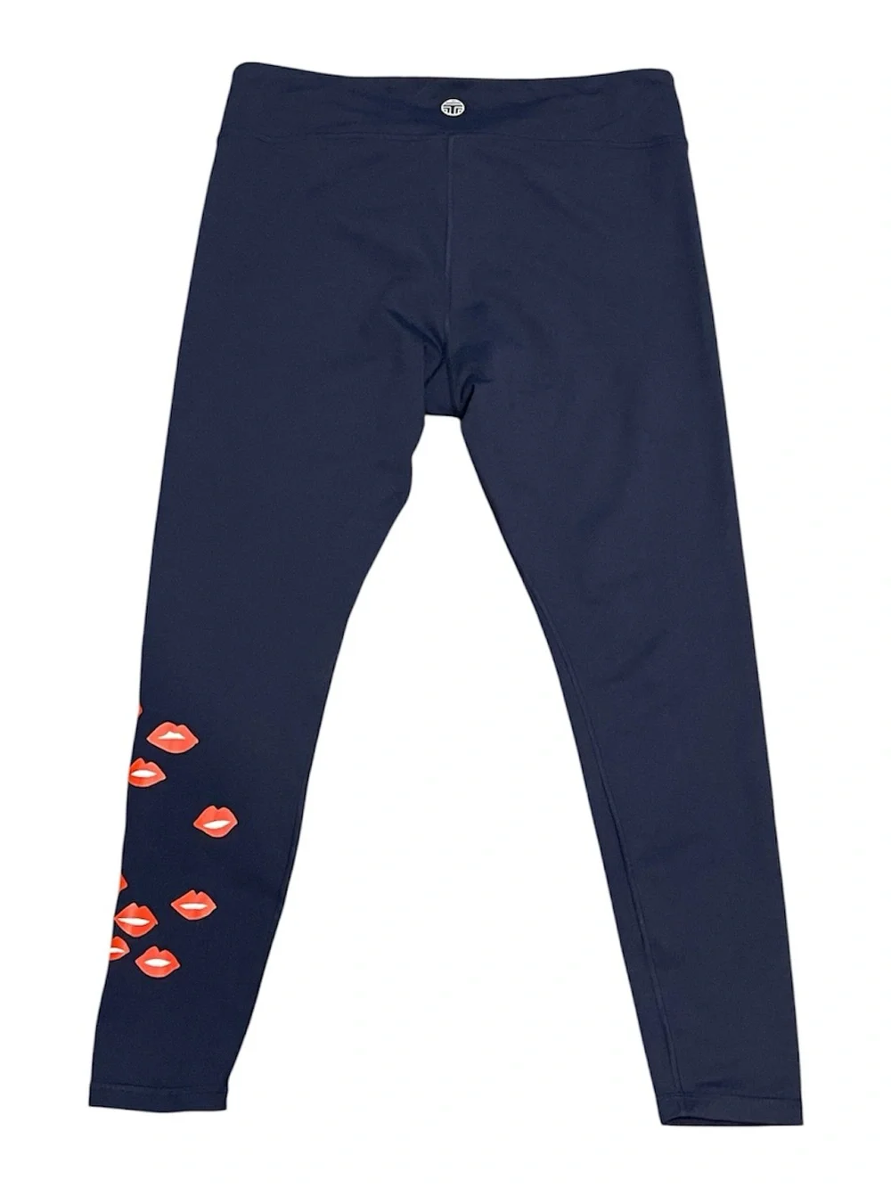 Tory Burch | Navy Blue High-Rise Sculpt Lips Graphic Leggings Sz XL